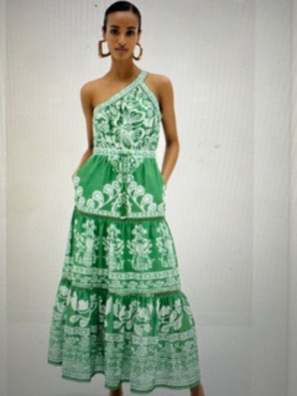 EUC- $265 Farm Rio Green Sweet Garden Maxi Dress, Medium
